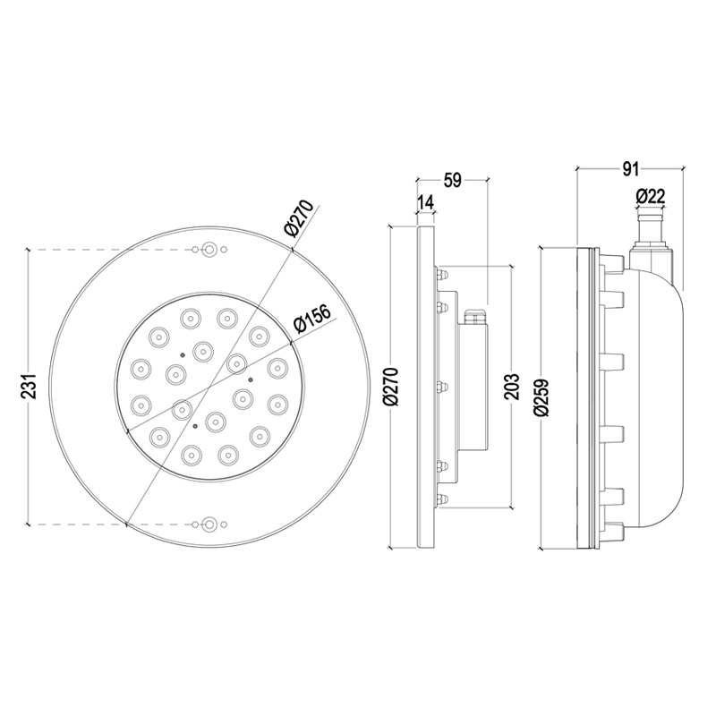 RC-SS270ABSV LED泳池?zé)舭茨pa膠膜池水底燈